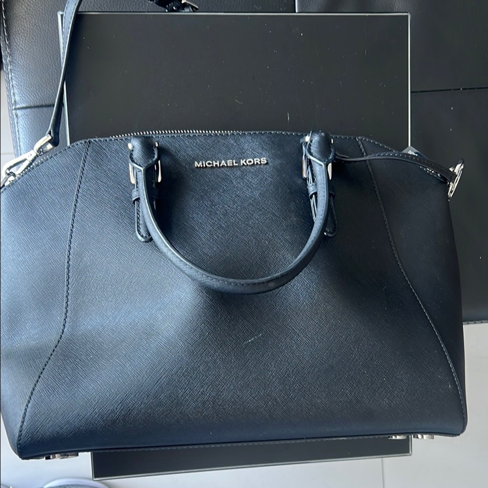Michael Kors Black Satchel Elegant Structured Design